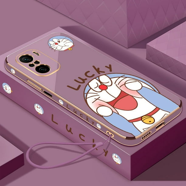 Xiaomi Redmi Note 10 Pro 5G 4G 10 10S 9T 9S 9 8 7 Lucky Doraemon Smooth plating square edge shell Exquisita Cubierta De Suave