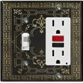 thumbnail image 1 of Metal Light Switch Plate Cover Black Yellow French Victorian Frame Damask FRA001, 1 of 14