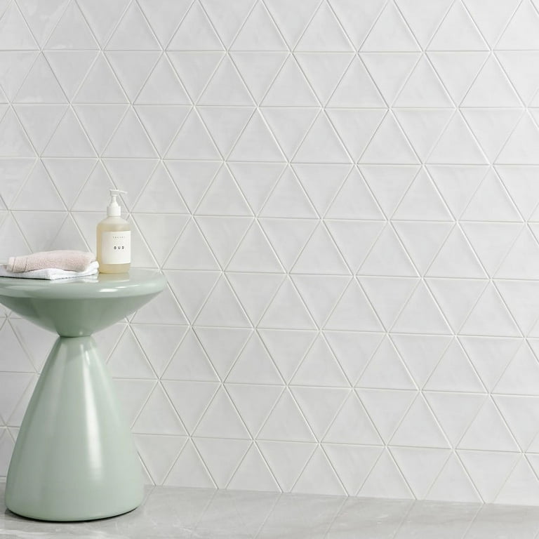 Bond Tile Thames Triangle White 5 in. x 4 in. Glazed Ceramic Wall Tile (30 Pieces 2.47 Sq. ft. / Box) Bond Tile Thames Triangle White 5 in. x 4 in. Glazed Ceramic Wall Tile (30 Pieces 2.47 Sq. ft. / Box)
