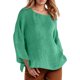 thumbnail image 1 of Camiseta de manga larga y cuello redondo de color liso para mujer: estilo informal y holgado, tejido de poliéster para los días más frescos., 1 of 5