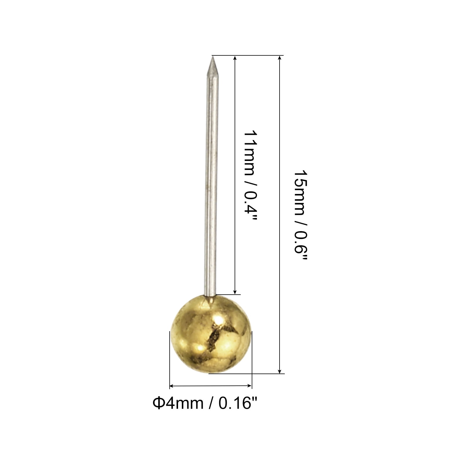 Unique Bargains Push Pins, Round Head Map Tacks Thumb Steel Point Golden