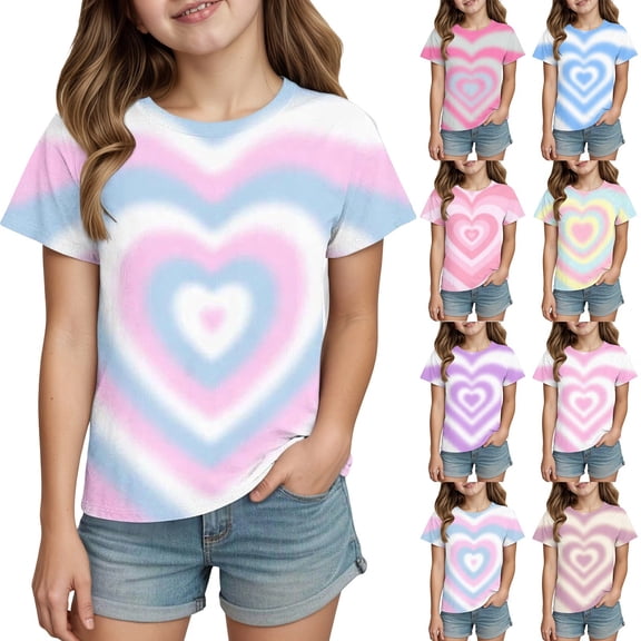 YAYUBA T Shirts for Teen Girls Letter Graphic Printed Crewneck Back To School Shirt Soft Funny Tees Preppy Baby Girl Summer Clothes, 12-13 Years, Light Blue
