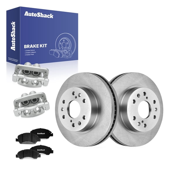 AutoShack Front Vented Brake Rotors Ceramic Pads Calipers 8-PC Brake Kit Replacement for 2008-2018 Chevrolet Silverado 1500 2008-2018 GMC Sierra 1500 2008-2020 Chevrolet Tahoe 12.99" (329.9 mm)
