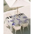 thumbnail image 2 of 60x84 Inch Outdoor Tablecloth with Umbrella Hole Zipper Rectangle Lavender Vases Rectangular Tablecloths Outside Waterproof Home Purple Floral Butterflies Rustic Patio Table Cloth Cover for Picnic, 2 of 8