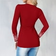 thumbnail image 4 of ClodeEU Women's Cross Wrap V Neck Long Sleeve Slim Fitted Rhinestone T Shirt Top,Ruched Elegant Tee Top Red,Womens Plus XXXXL, 4 of 8