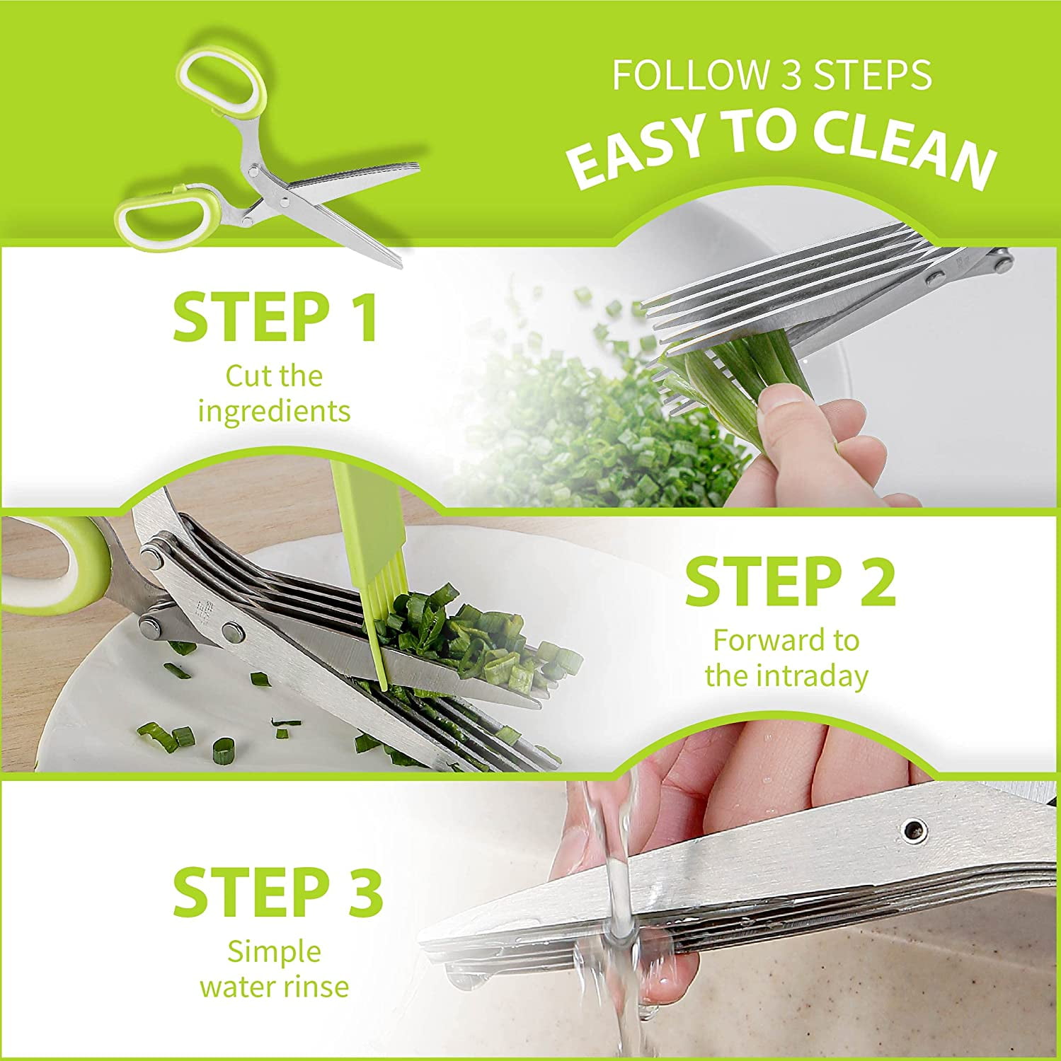 4pcs Herb Scissors Set, Multipurpose 5 Blade Kitchen Herb Cutter With  Safety Cover And Cleaning Comb For Cutting Shredded Lettuce, Cilantro  Fresh, Gre