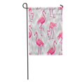 thumbnail image 1 of NUDECOR Beautiful Tropical Pattern Pink Flamingos on Light Grey Geometric Abstract Garden Flag Decorative Flag House Banner 28x40 inch, 1 of 2