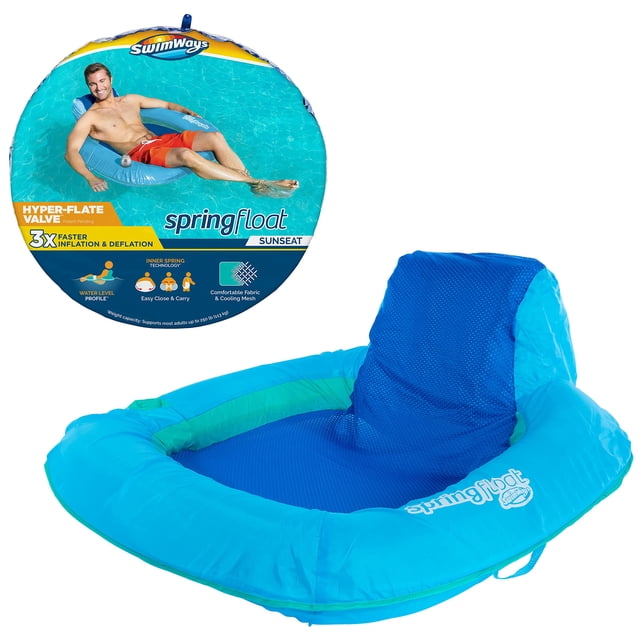 Silla de piscina SwimWays Spring Float SunSeat azul para adultos