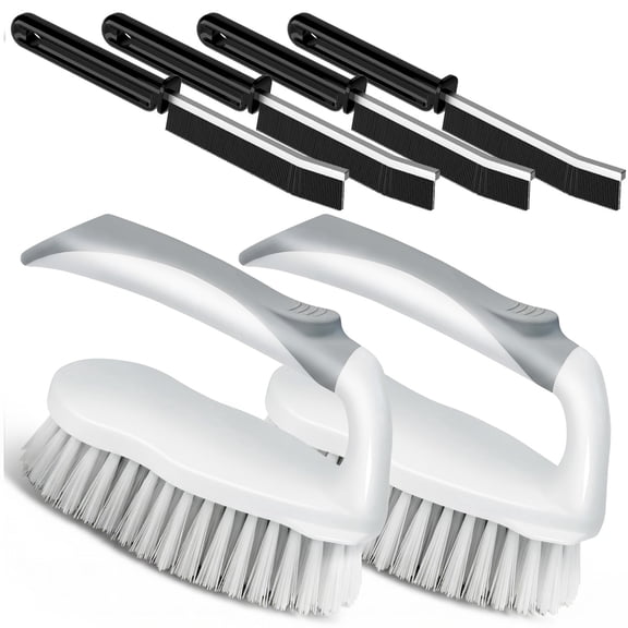 propuri Scrub Brush - 6 Pack, Scrub Brushes for Cleaning, Heavy-Duty Scrub Brush, Stiff Bristles Cleaning Brush, for Kitchen, Bathtub, Floor and Wall Surfaces, Grey
