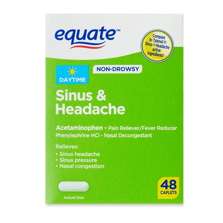 Equate Daytime Non-Drowsy Sinus & Headache Caplets, 48 Count