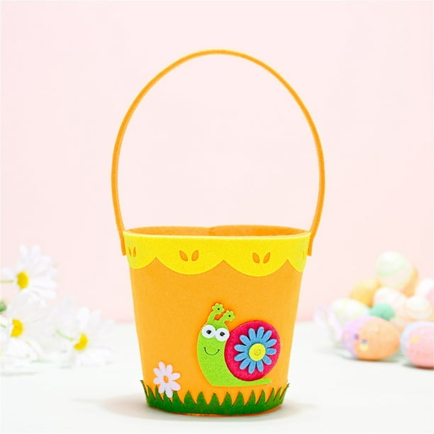 Decoraciones de Pascua, Adornos de Pascua, Regalos de Pascua Decoraciones de Pascua Cubo portátil redondo no tejido de Pascua Decoraciones de Pascua Muñeco de peluche