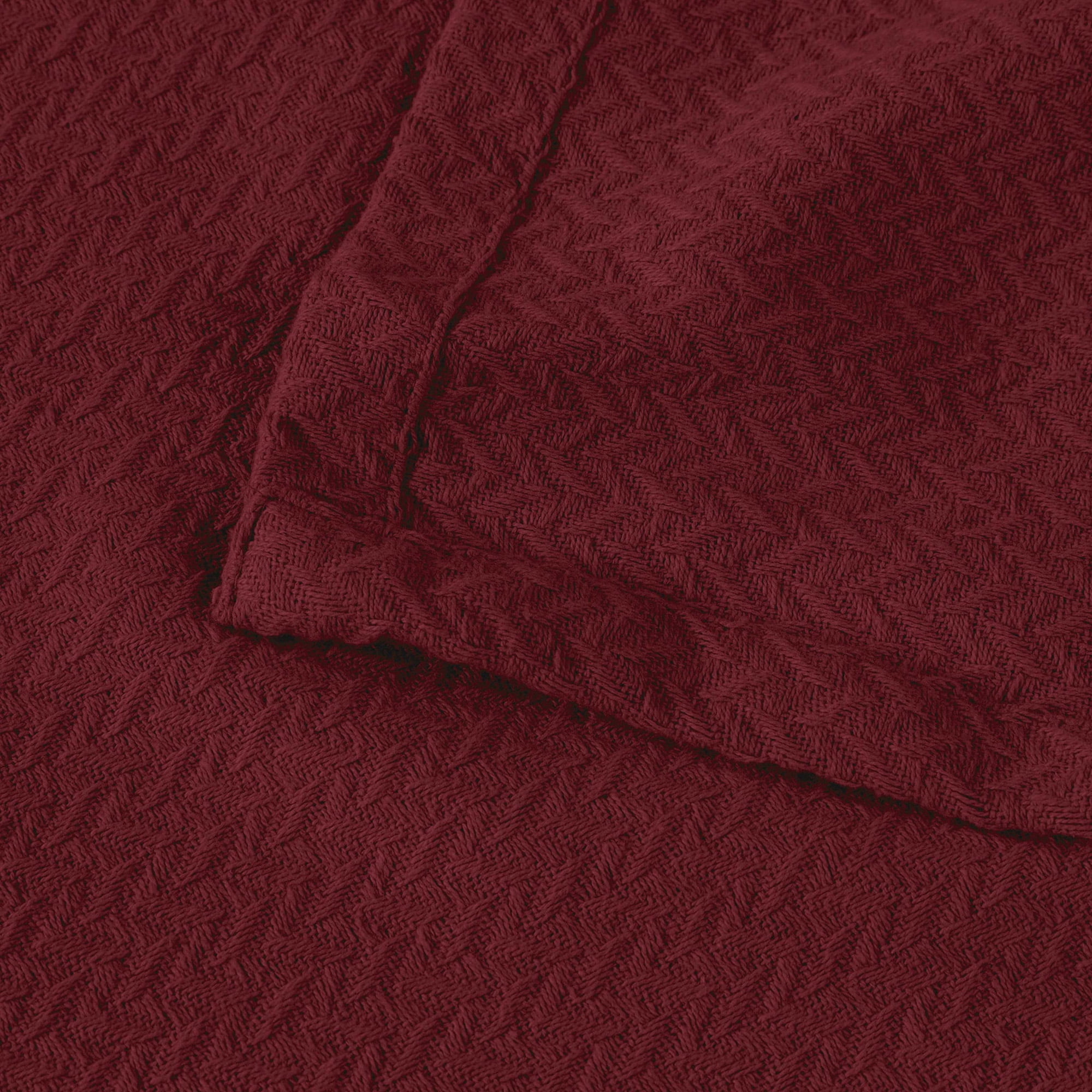 Superior Nobel Cotton Textured Chevron Woven Blanket, Twin, Burgundy