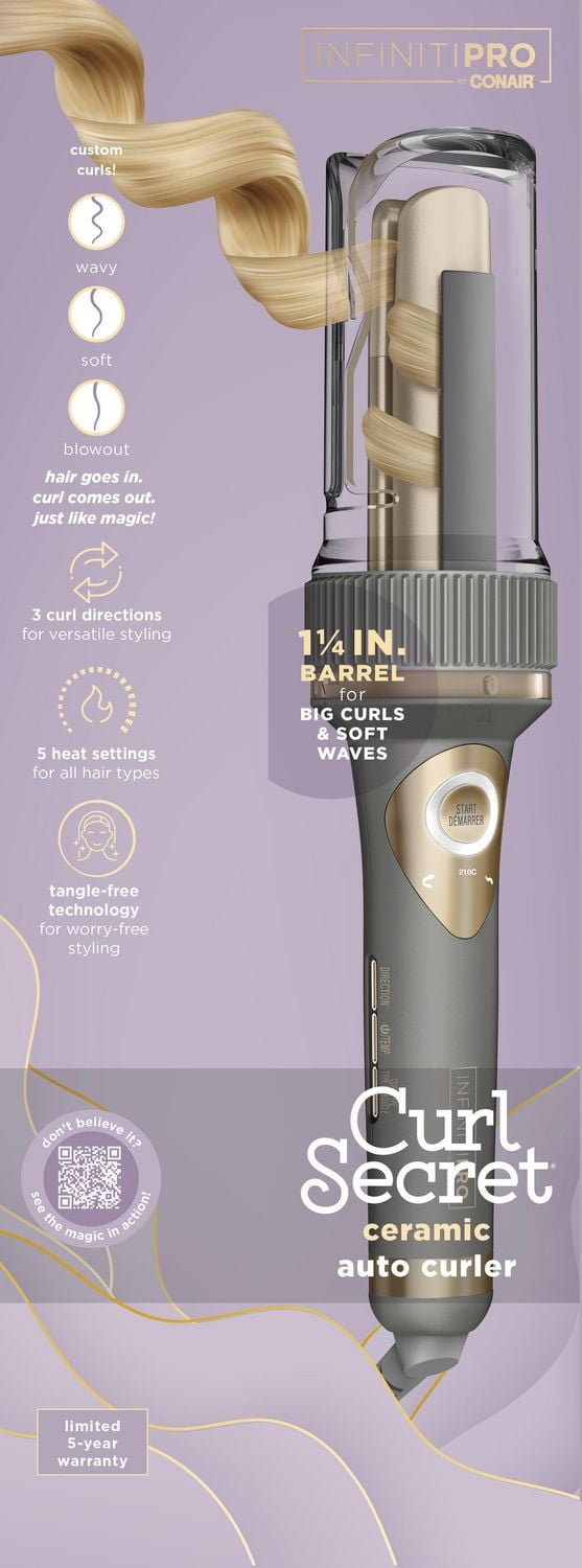 infinitiPRO par Conair Curl Secret® Fer à friser 1 ¼” boucleur automatique en céramique – Cadeaux pour Elle Fer à friser en céramique