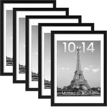 OASIS 10x14 Picture Frame Set of 5, Display Pictures 8.5x11 with Mat or 10x14 Without, Wall Gallery Poster Frames, Black
