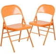 thumbnail image 2 of Emma + Oliver 2 Pack Orange Marmalade Triple Braced & Double Hinged Metal Folding Chair, 2 of 10