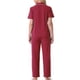 thumbnail image 3 of Conjunto de pijama para mujer INSPIRE CHIC, botón, suave, de manga corta, ropa de dormir, pantalones largos, conjunto de 2 piezas, rojo, 3 of 6