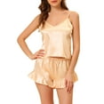 thumbnail image 2 of Unique Bargains Women's Satin Sexy Lingerie Cami Tops with Shorts Sleepwear Pajamas Sets, 2 of 5