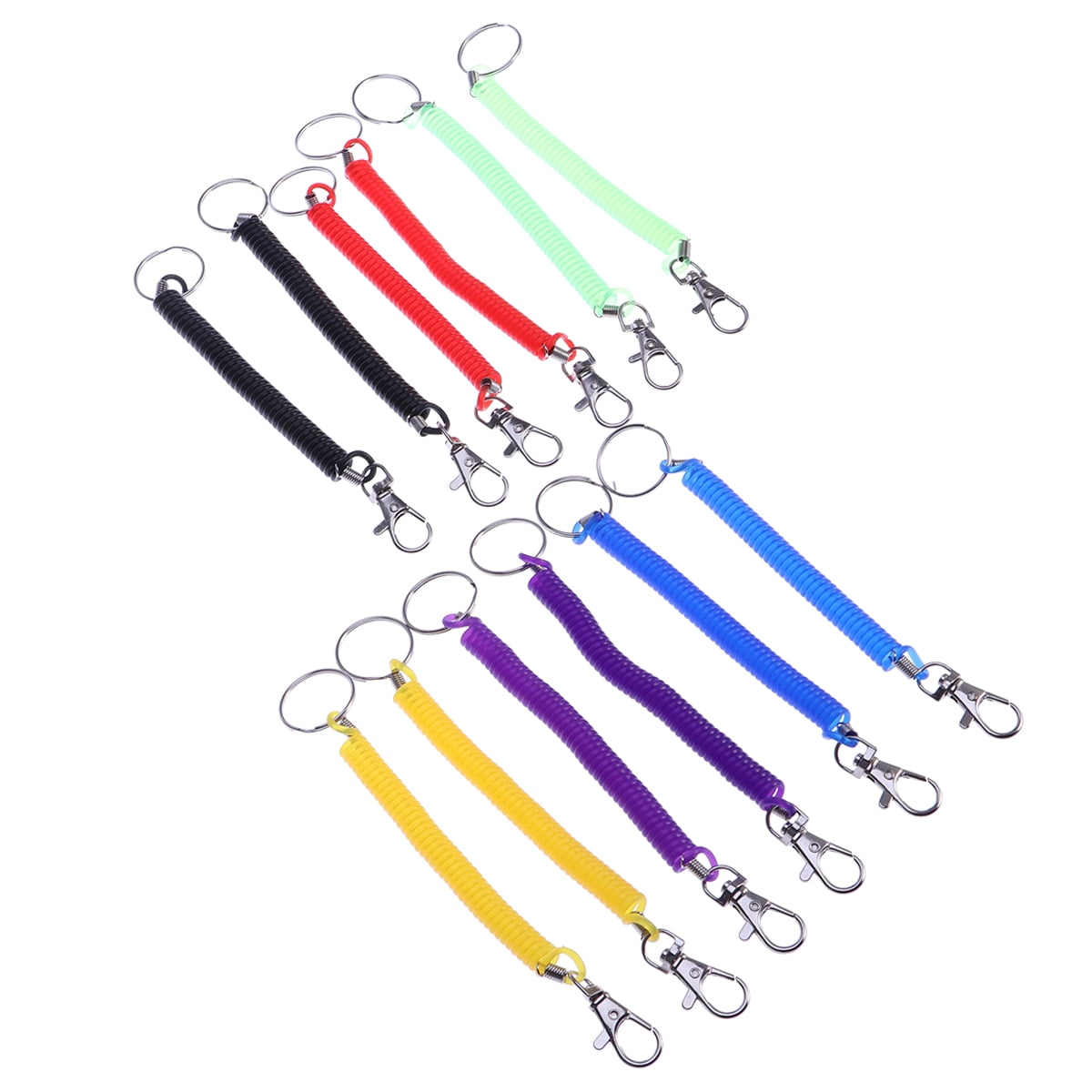 12 Pieces Stretchy Spiral Keyring Colourful Plastic Keychain Spring Key Holder for School 6 Colors Work