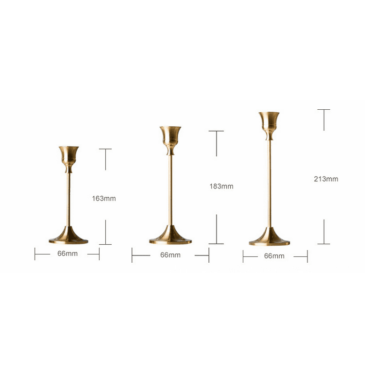 Candlestick Holders Taper Candle Holders, Brass Gold Candlestick Holder Set  3 Pcs Candle Stick Holders kit Decorative Candlestick Stand for Wedding  Party Dinning (Brass Gold) 