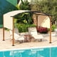 thumbnail image 4 of Costway Pérgola Retráctil de 300 x 360 cm, Arqueada con Toldo Parasol y Postes de Madera, 16 Clavos Incluidos, Cenador de Metal para Exteriores para Jardín, Patio Trasero, Porche, Beige/Gris, 4 of 5
