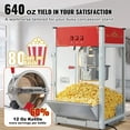 thumbnail image 3 of KFFKFF Popcorn Creator, 1440W Popcorn Cooking Device, 12 Oz Kettle Produces 80 Servings Each Cycle, Tabletop Popcorn Creator with Reinforced Glass, Trio of Stainless Steel Ladles, Red, 3 of 9