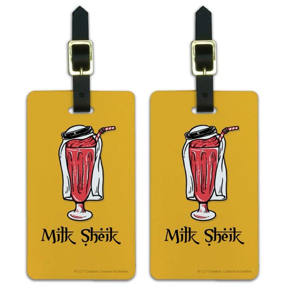 Milk Sheik Shake Funny Humor Luggage ID Tags Suitcase Carry-On Cards - Set of 2