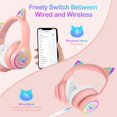 thumbnail image 3 of Auriculares LOBKIN Bluetooth 5.3 para niños con funda LED RGB rosa, 3 of 8