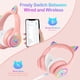 thumbnail image 3 of Auriculares LOBKIN Bluetooth 5.3 para niños con funda LED RGB rosa, 3 of 8
