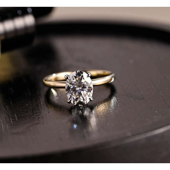 Jewelerix 14K Plated Rose Gold Ring Oval Cut Hidden Halo Moissanite Diamond Engagement Ring 1.50 CT Perfect for Mother's Day Gift