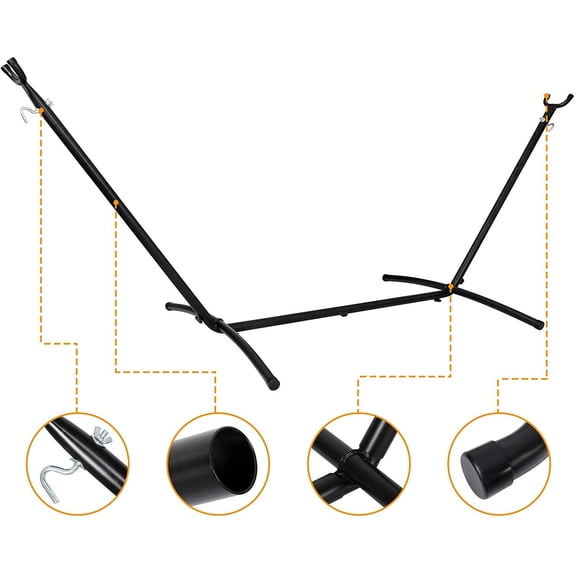 9FT Hammock Stand Steel Frame w/Carrying Case 620LBS Capacity 2 Person Black