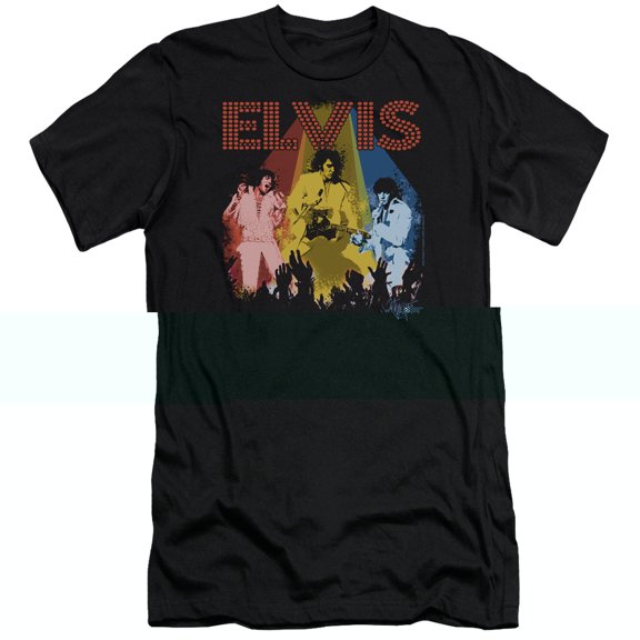 Elvis Presley Vegas Remembered Premuim Canvas Slim Fit T-Shirt Black