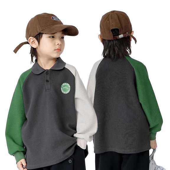 Kids Toddler Boys Long Sleeve T-Shirt Sweatshirt Cotton Shirt Casual Shirt Collar Sweatsuit Baby Spring Autumn Pullover for1-10Y