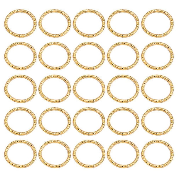 100Pcs Traditional Round Jump Rings for Jewelry Making with Golden Embossing Design Ideal for Craft Enthusiasts