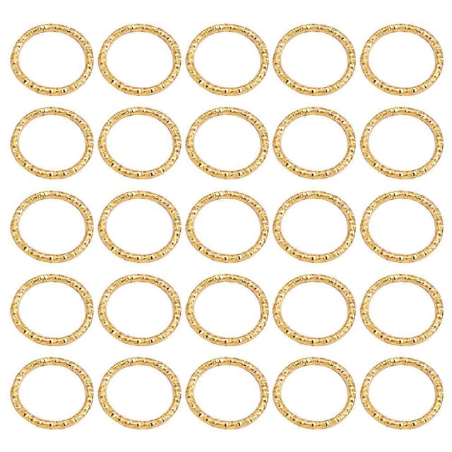 100Pcs Traditional Round Jump Rings for Jewelry Making with Golden Embossing Design Ideal for Craft Enthusiasts