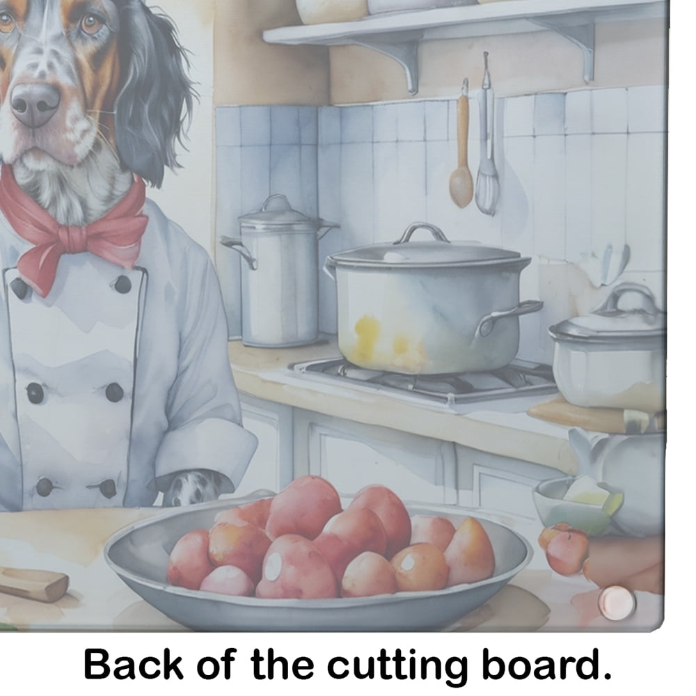 English Setter The Chef Glass Cutting Board 12 in x 15 in