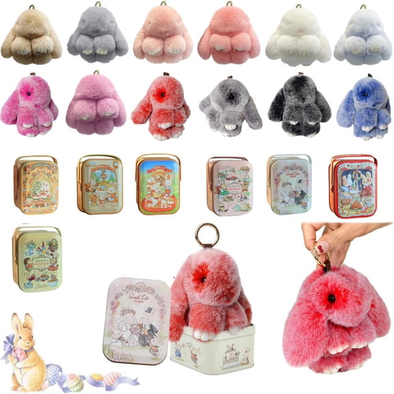 2026 New Easter Vintage Floral Wedding Rabbit Tin Box, "Sweet Life" Metal Storage Tin with Handle for Holiday Birthday Easter Gifts (I)