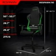 thumbnail image 7 of RESPAWN 110 Ergonomic Gaming Chair - Reclining Office Video Game Swivel Chair with Lumbar Support, Headrest, Heavy Duty, High Back, Racing Style Gaming Recliner Seat for Computer Gamer - Green, 7 of 7