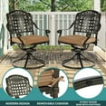 thumbnail image 2 of MEETWARM 9-Piece Outdoor Patio Dining Set for 8, All Weather Cast Aluminum Patio Funiture Table and Chairs Set- Large 64" Square Table and 4 Swivel Rocker Chairs, 4 Stationary for Garden, Khaki, 2 of 8