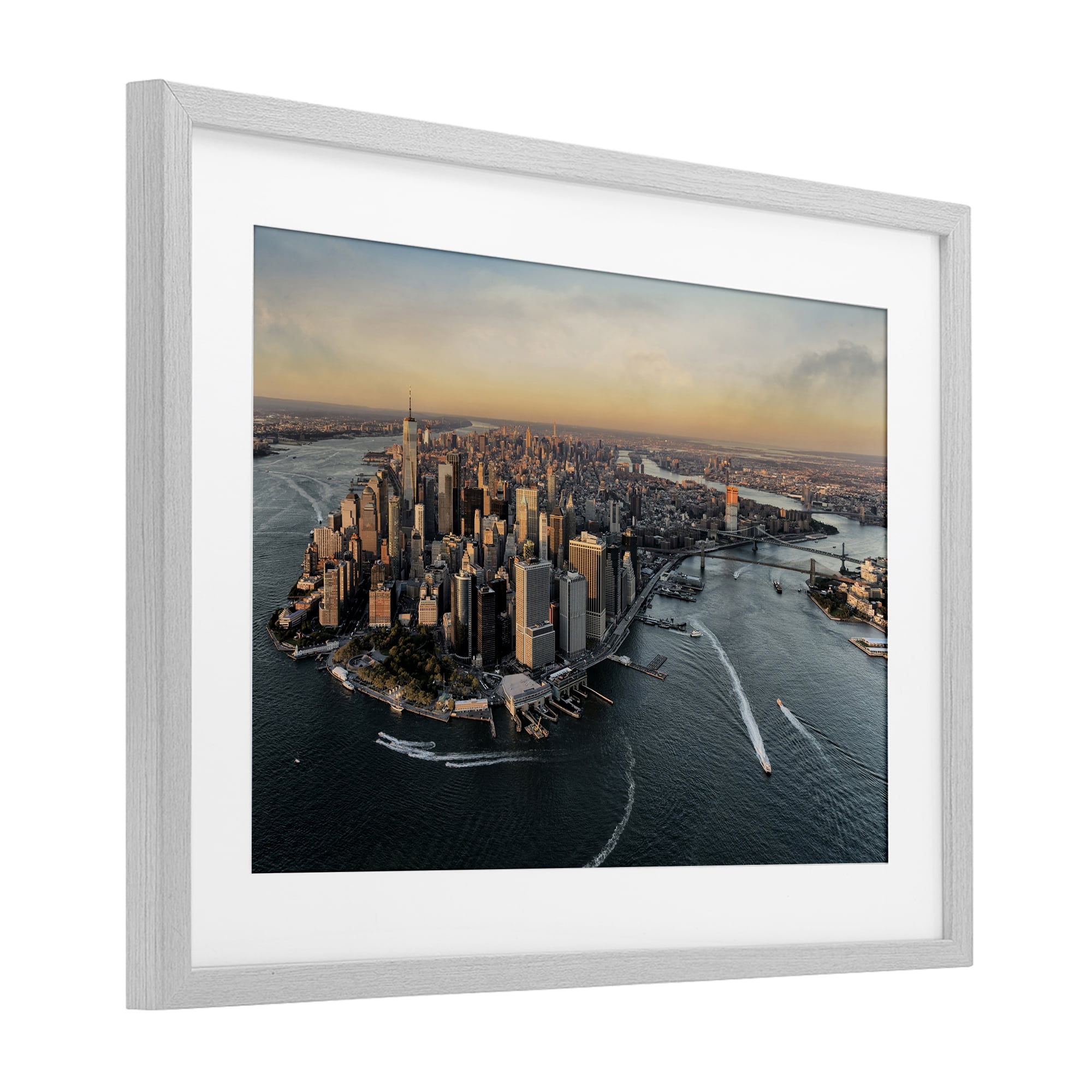 Stupell Industries Manhattan From Above Gray Framed Print Under Glass, design by Scott Stulberg