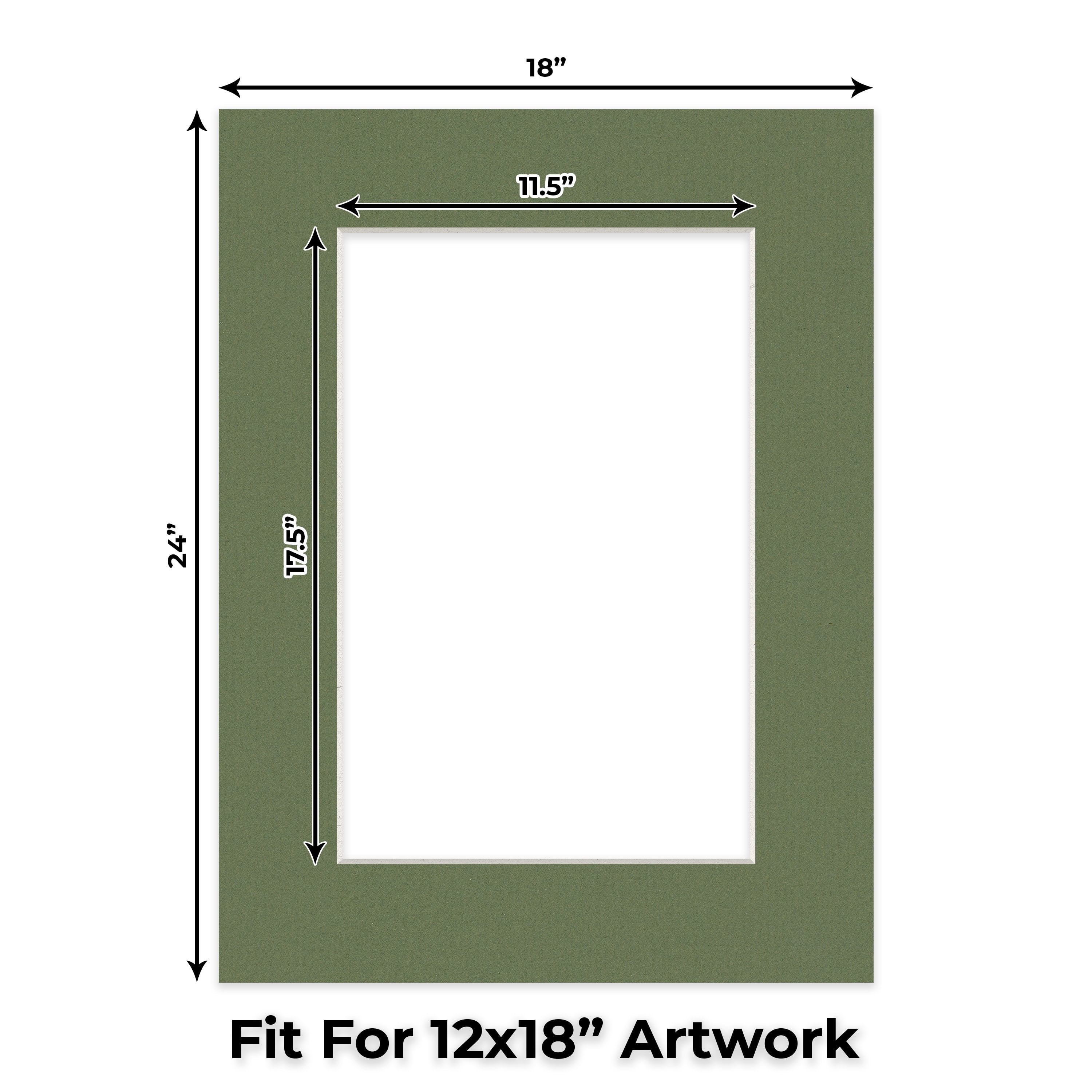 Dill Green Picture Frame Mat for 18x24 Frames - Fits 12x18 Photos - 25 Mats