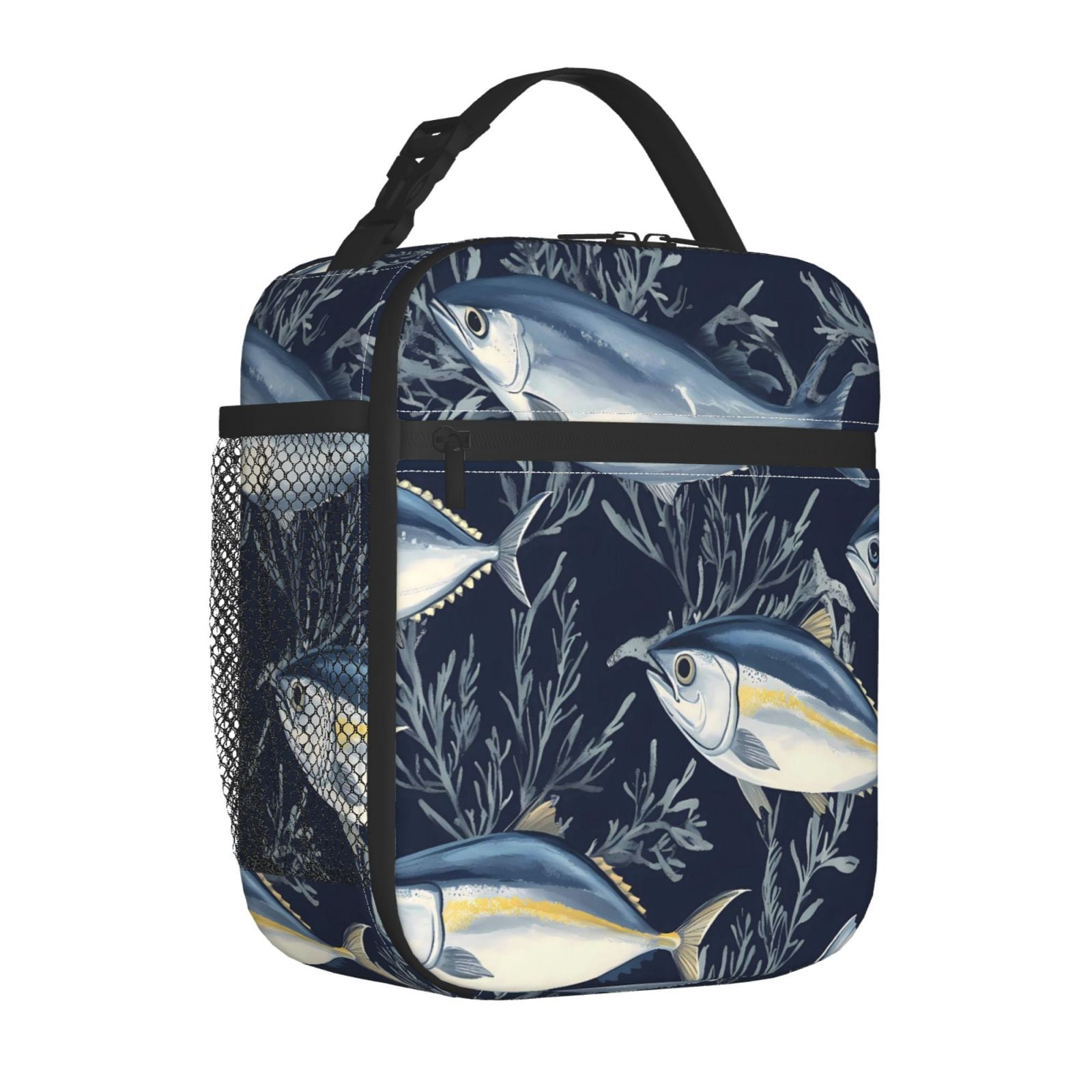 Lunch Bag For Women Men Insulated Portable Lunch Box Bento Box Office Picnic Travel Cooler Bag Fish (33)