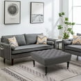 thumbnail image 2 of Spirit up Art 34" Wide Fabric Tufted Square Cocktail Ottoman in Dark Gray, 2 of 7