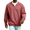 thumbnail image 6 of Qwertyu Men's Waffle Henley Shirts Long Sleeve V-Neck Tops Casual Basic T-Shirts Lightweight Knit Pullover Vermilion M, 6 of 7