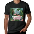 thumbnail image 2 of PIKWEEK Flamingo pink graffiti in the plant bathroom, shirt design art display, T-shirt children's gift casual breathable men, women, boys and girls Black, 2 of 4