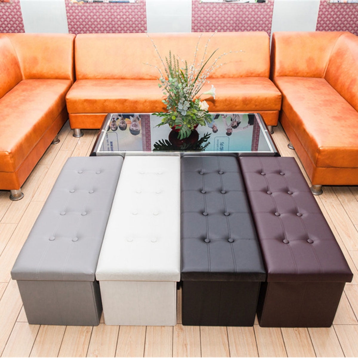 Lowestbest Foot Rest Ottoman, Storage Ottomans and Footstools, Leather