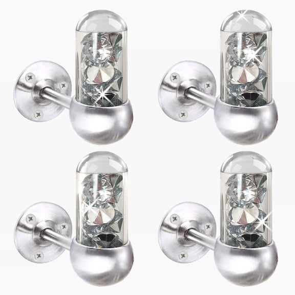 Set of 4 Glass Tube Glisten Crystal Diamond Towel Hooks Bathroom Coat Hook Robe Hook Stainless Steel Heavy Duty Door Hanger Towel Clothes Cabinet,Wall Hook for Bathroom Bedroom,Silver