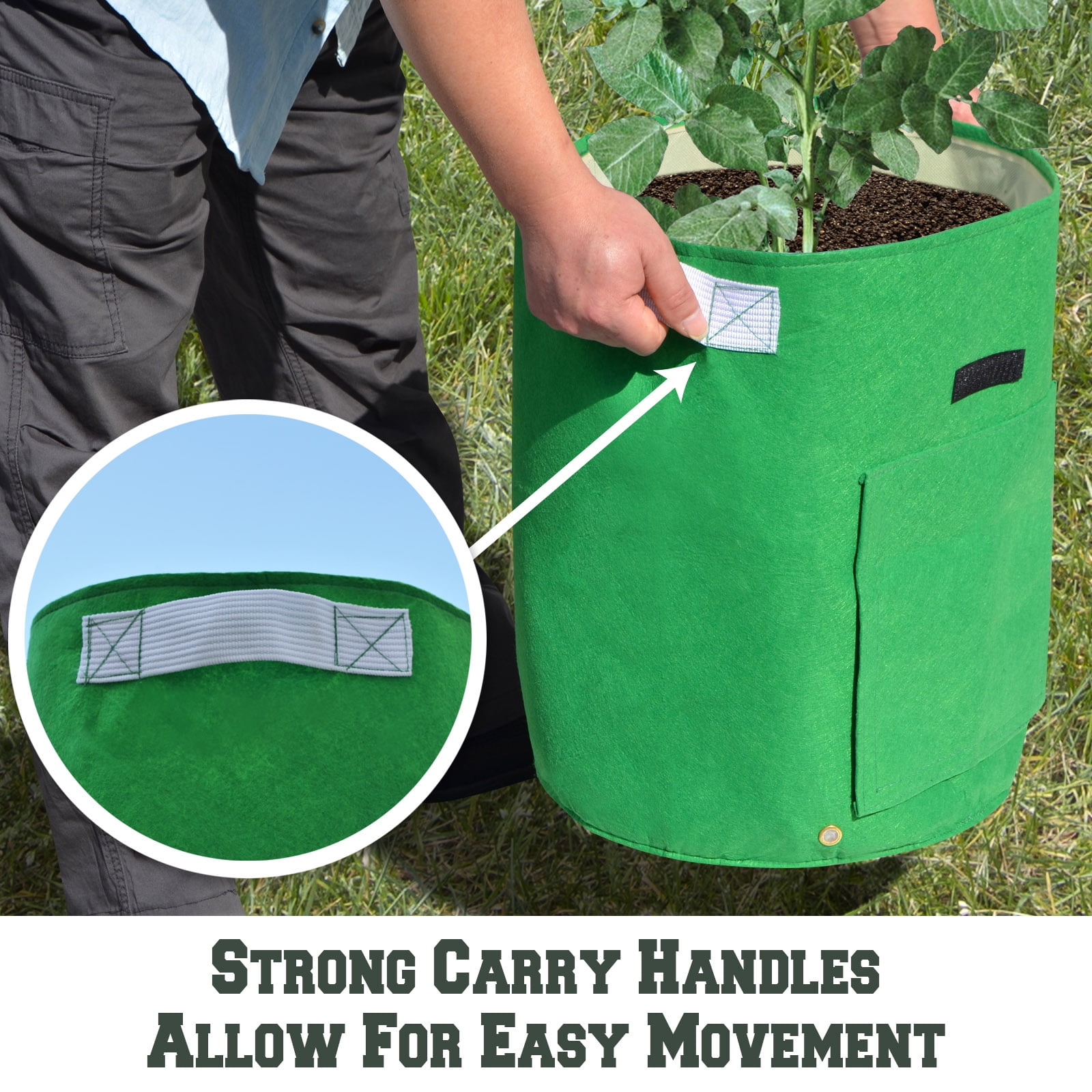 Strong Camel Garden Potato Grow Bag Planter Bag Felt Fabric for Vegetables Container Tub w Access Flap 1 PACK