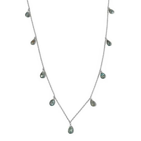 Shop LC 925 Sterling Silver Drop Blue Zircon Necklace Platinum Plated Bridal Anniversary Engagement Wedding Size 20" Ct 10 For Women Jewelry
