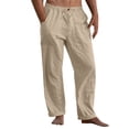 thumbnail image 4 of Pantalones Casuales de Color Sólido de Verano de Moda Mezcla de Lino de Poliéster para Hombres, 4 of 9