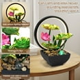 thumbnail image 6 of Tabletop Fountain 3-Tiers Lotus Leaf Small Waterfall Fountains Indoor Water Fountain with Rocks and LED Ring Lights Desktop Fountains for Meditation Relaxation Home Bedroom Living Room Office Decor, 6 of 7